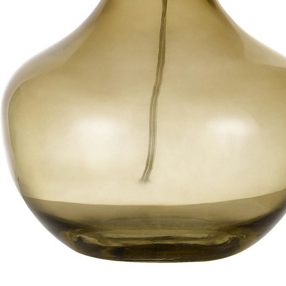 150 Watt Stout Glass Base Table Lamp with Hardback Shade White