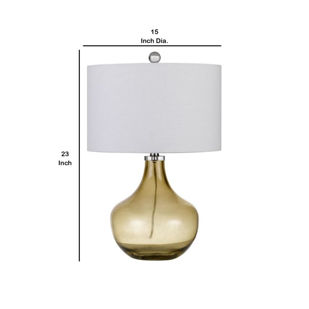 150 Watt Stout Glass Base Table Lamp with Hardback Shade White