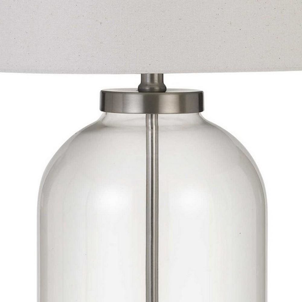 150 Watt Metal and Glass Base Table Lamp Silver and Clear