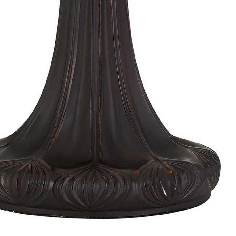 120 Watt Tiffany Table Lamp with Engraved Base Multicolor