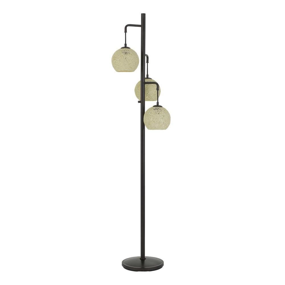180 Watt Metal Floor Lamp With 3 Roped Shades Black