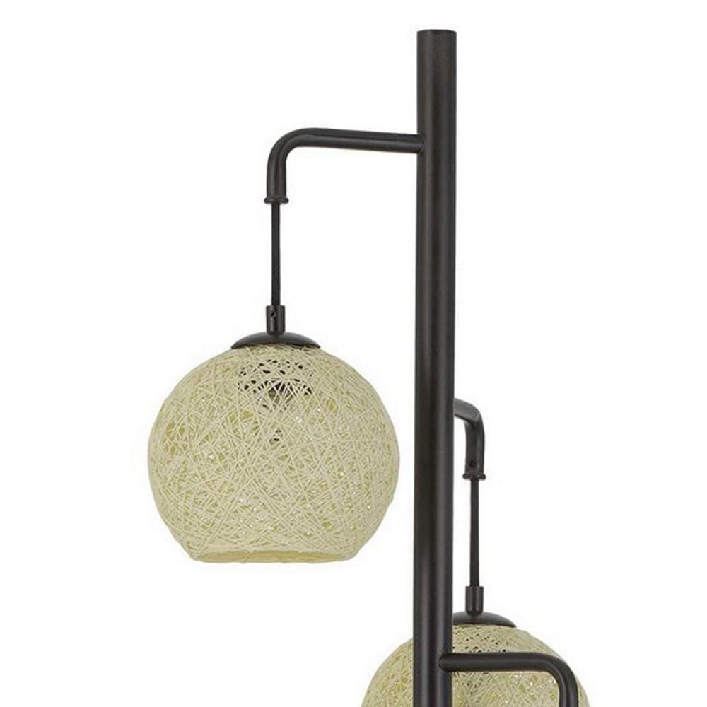 180 Watt Metal Floor Lamp With 3 Roped Shades Black