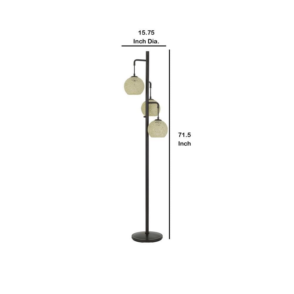 180 Watt Metal Floor Lamp With 3 Roped Shades Black