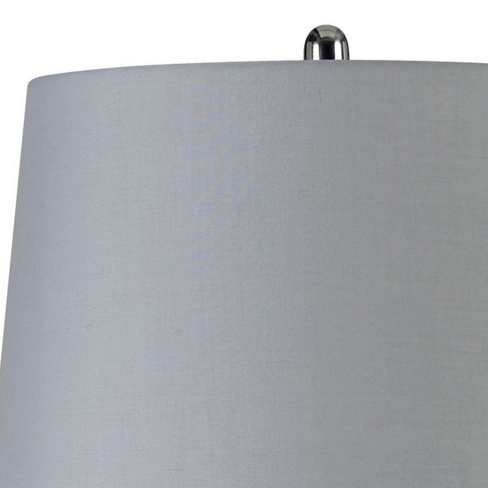 Textured Ceramic Table Lamp with Brushed Round Metal Base White