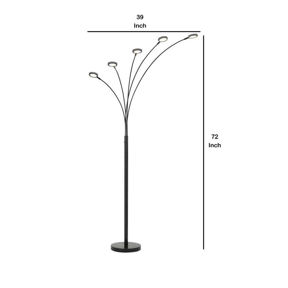 Metal Arc Floor Lamp With Integrated Led Light Brown