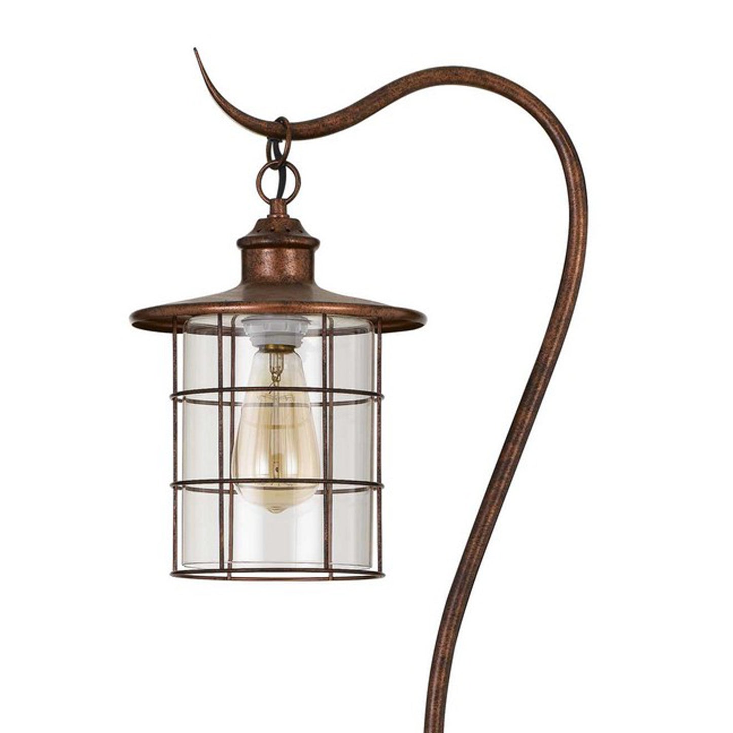 60 Inch Metal Downbridge Design Floor Lamp With Caged Shade Rustic Bronze