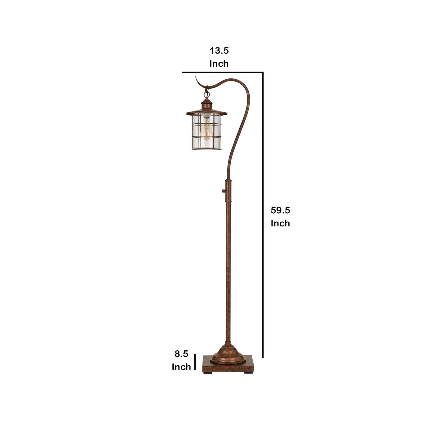 60 Inch Metal Downbridge Design Floor Lamp With Caged Shade Rustic Bronze