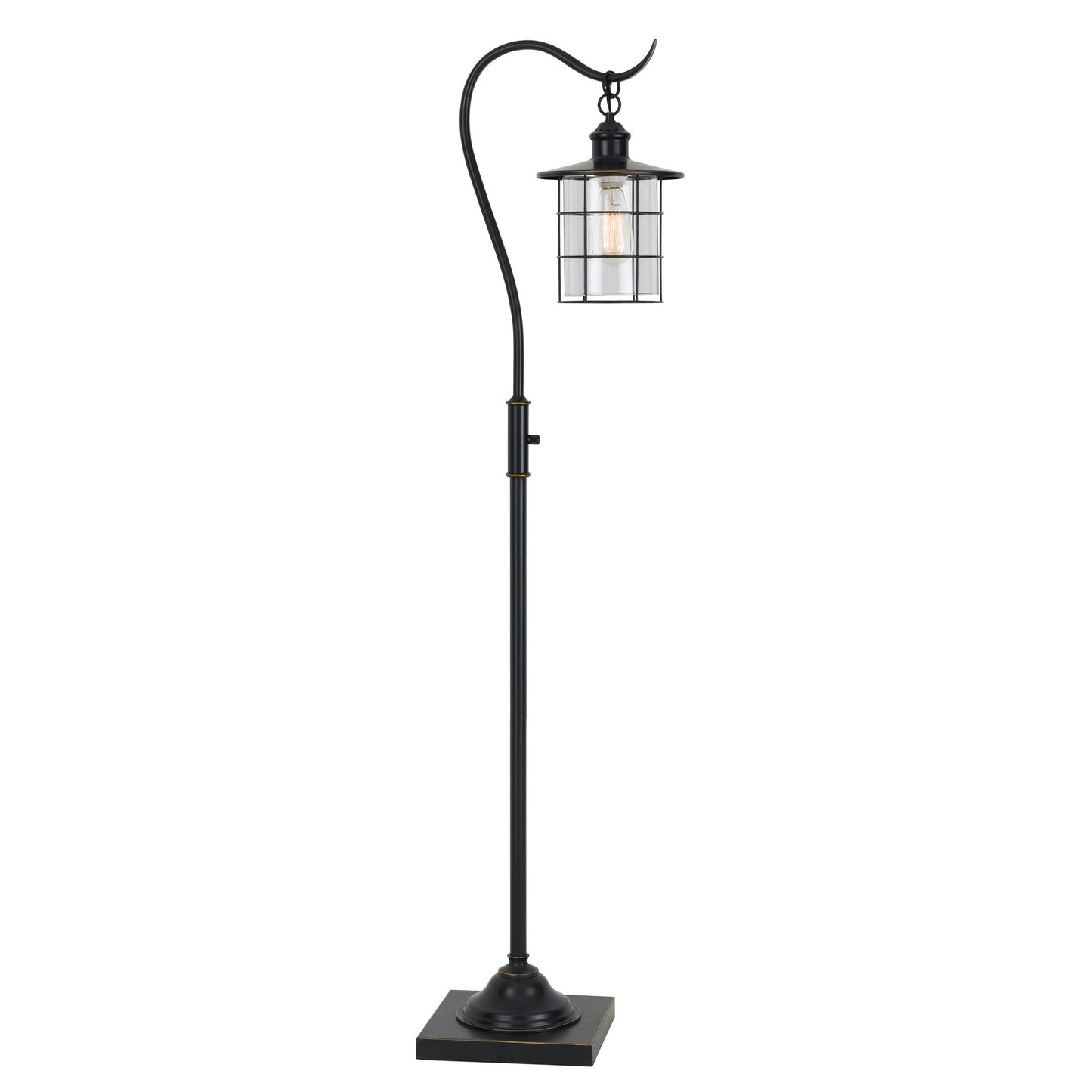 60 Inch Metal Downbridge Design Floor Lamp With Caged Shade Dark Bronze