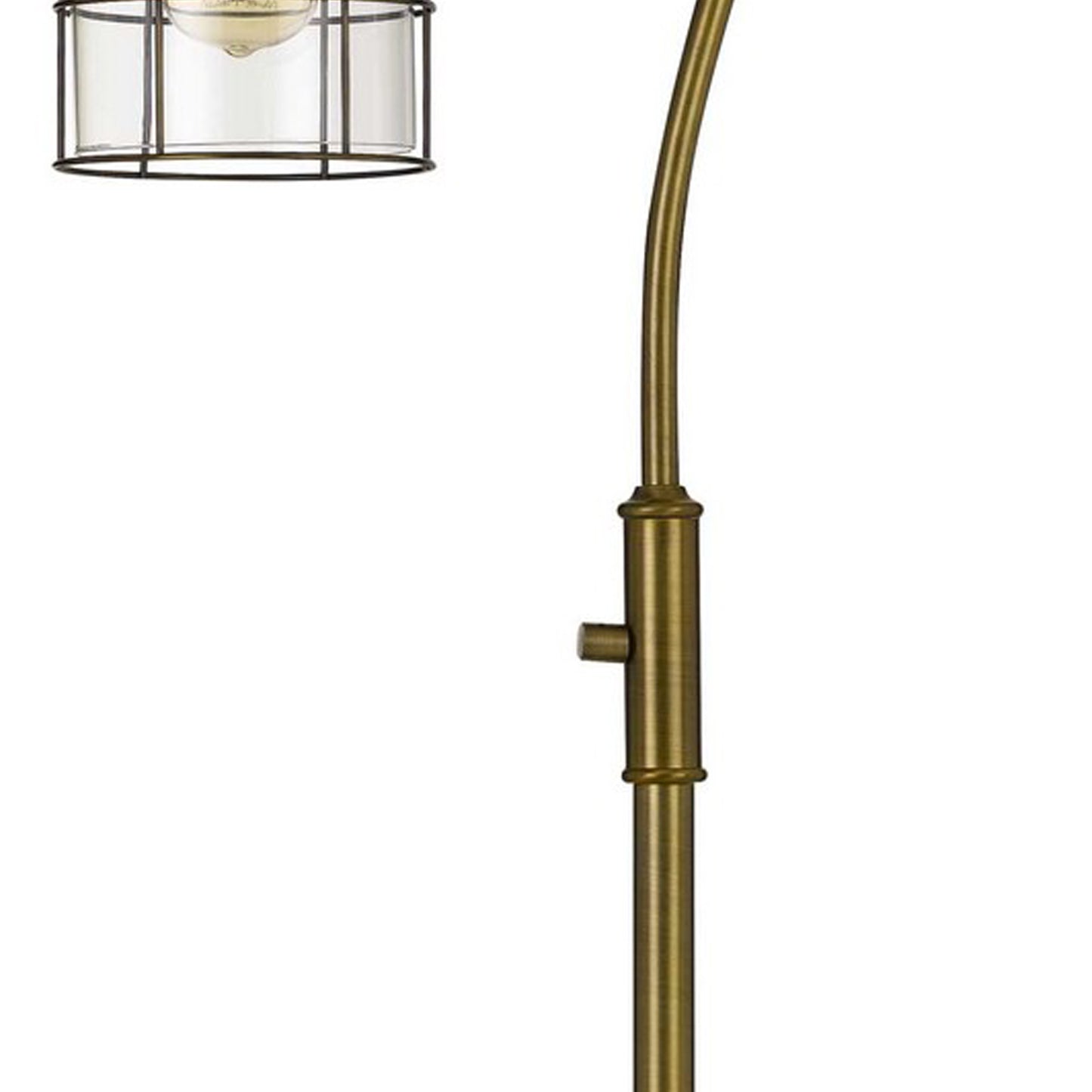 60 Inch Metal Downbridge Design Floor Lamp With Caged Shade Antique Brass