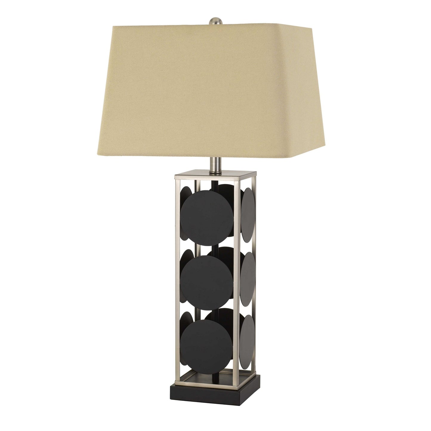 31.5" Metal Table Lamp with Geometric Accents Black and Silver