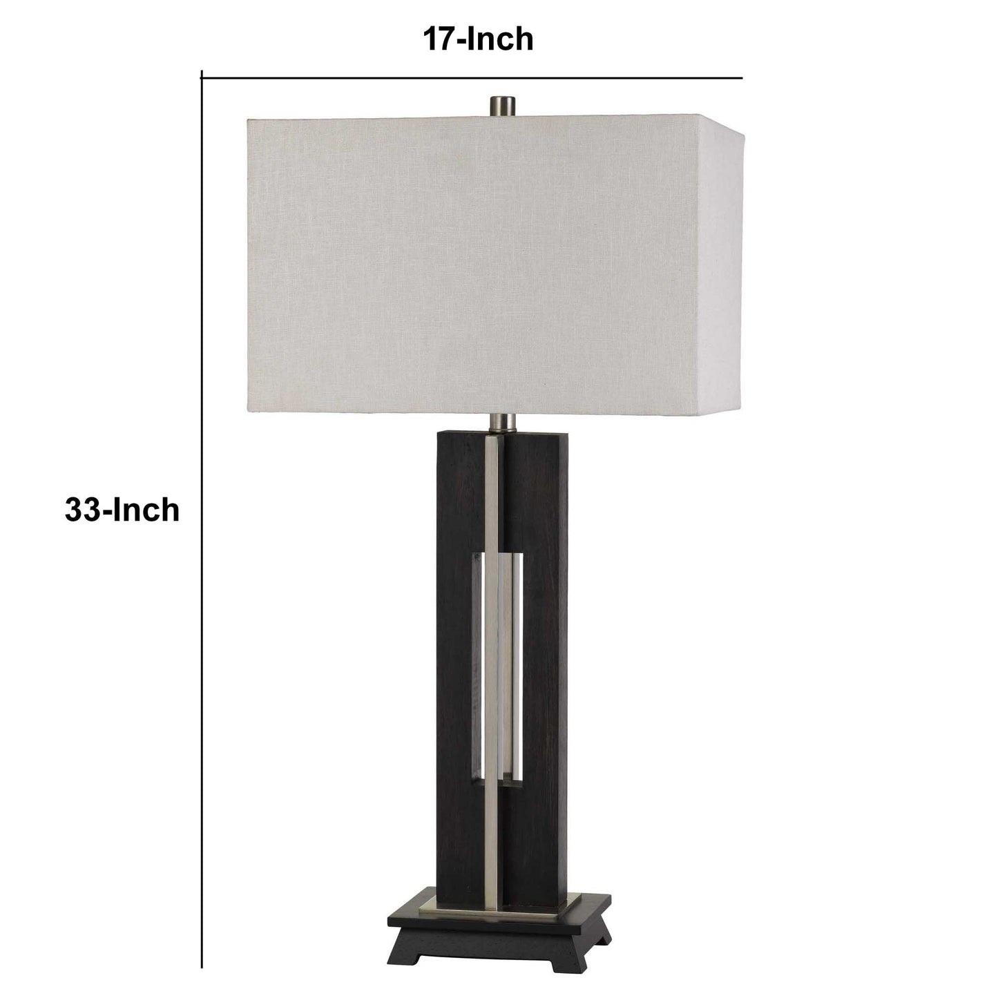 33" Metal Table Lamp with Sturdy Base Black and White