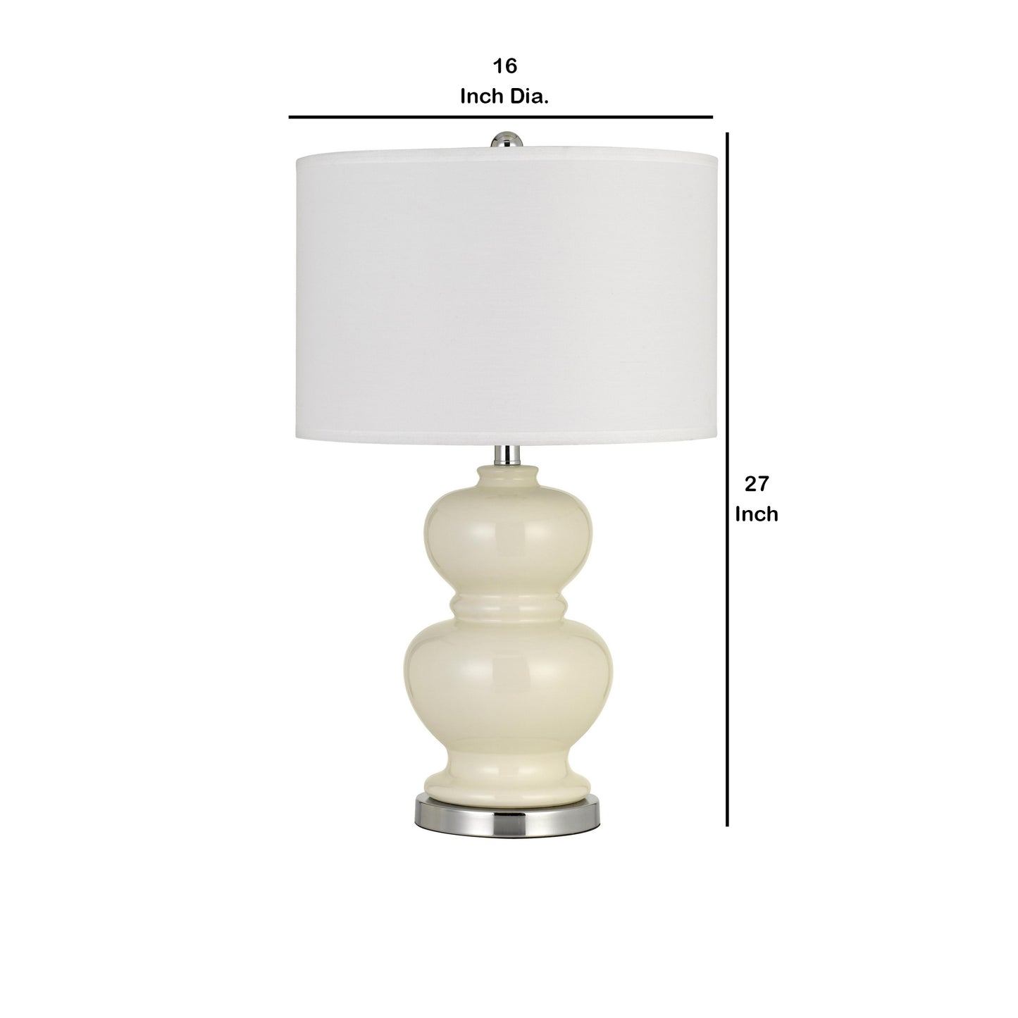 27" Ceramic Table Lamp with Hardback Style Shade White and Silver