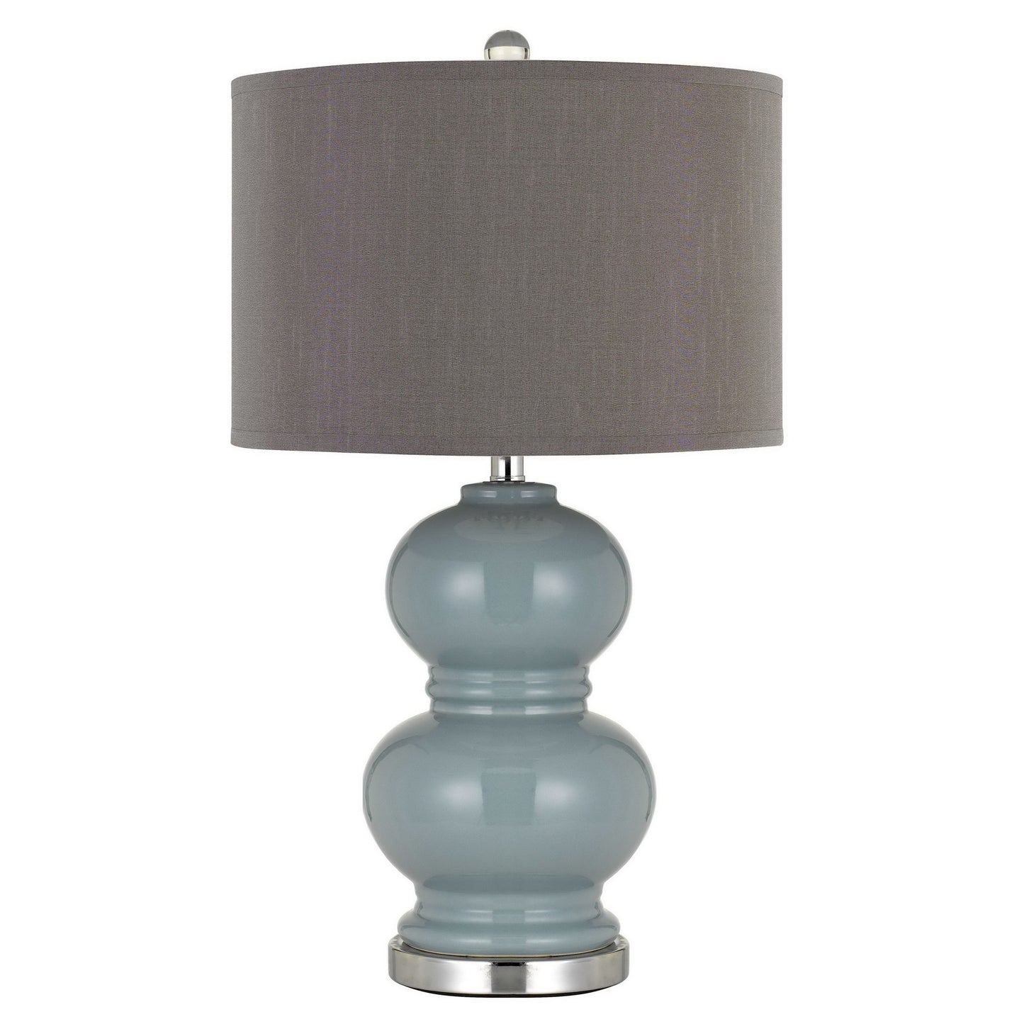 27" Ceramic Table Lamp with Hardback Style Shade Gray and Blue