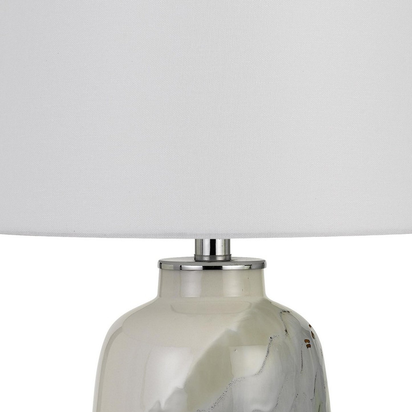24" Ceramic Table Lamp with Pot Shaped Base Green and White