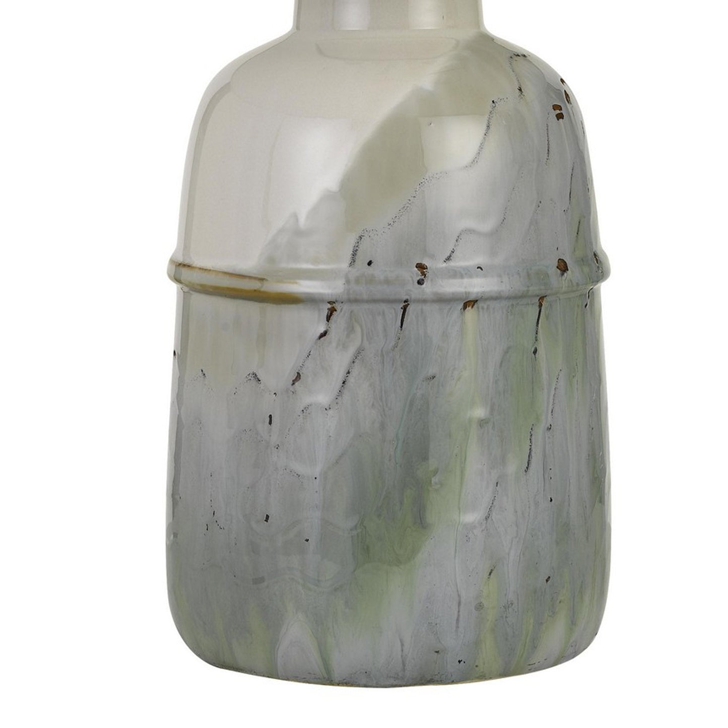 24" Ceramic Table Lamp with Pot Shaped Base Green and White