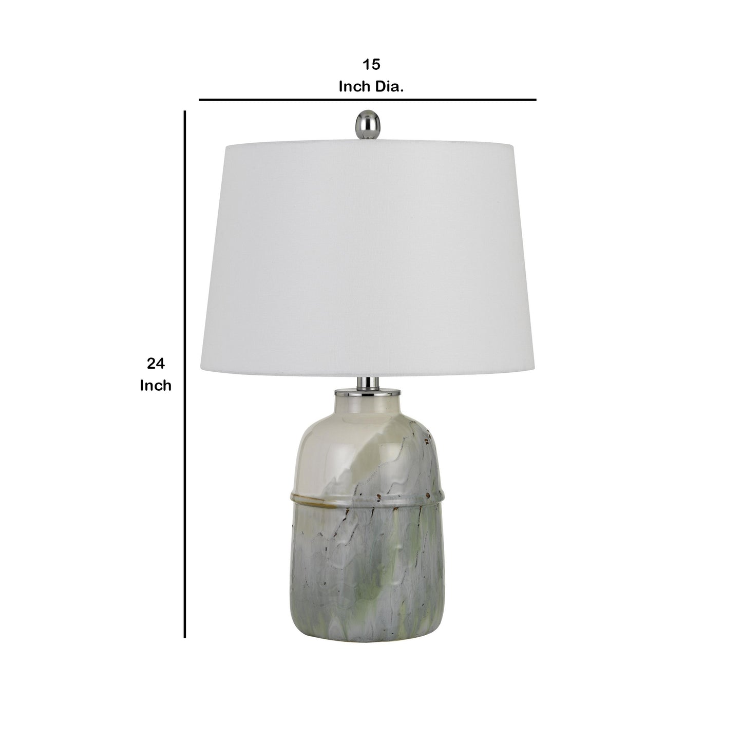 24" Ceramic Table Lamp with Pot Shaped Base Green and White