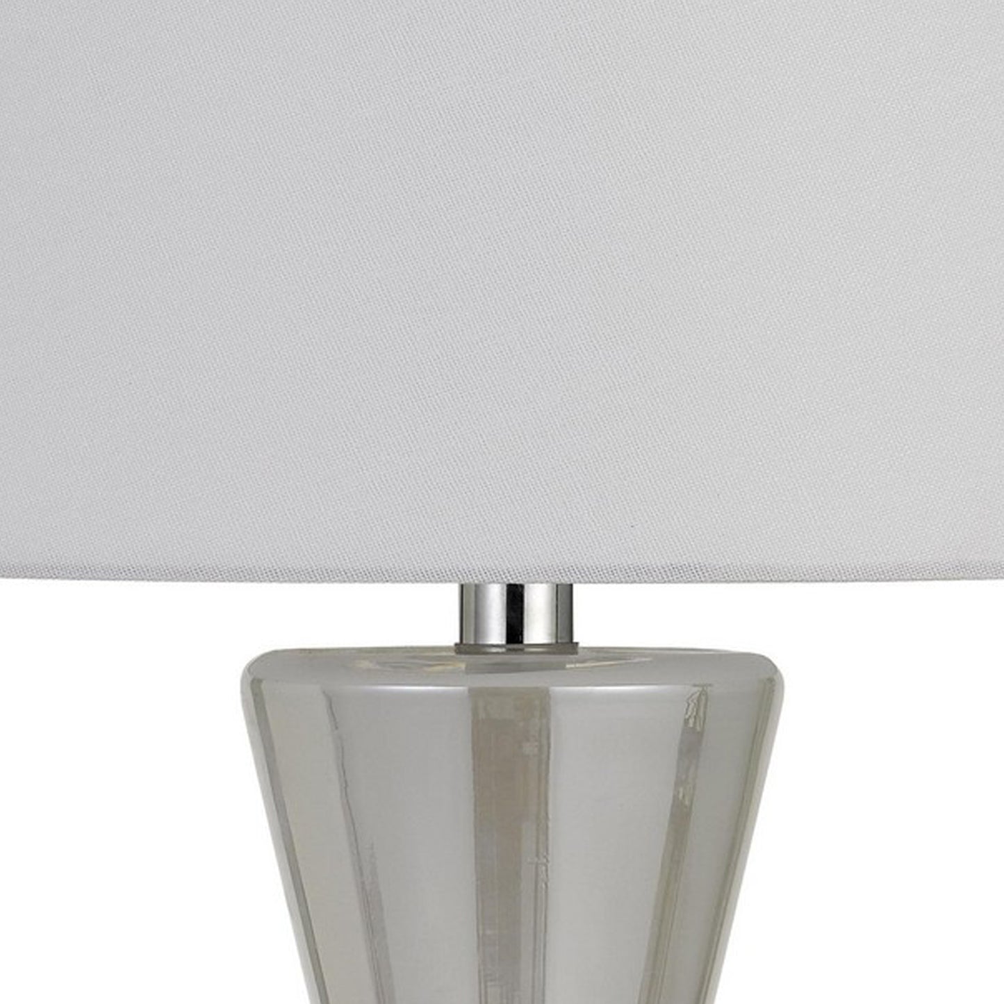 26" Glass Table Lamp with Hardback Shade Silver and White
