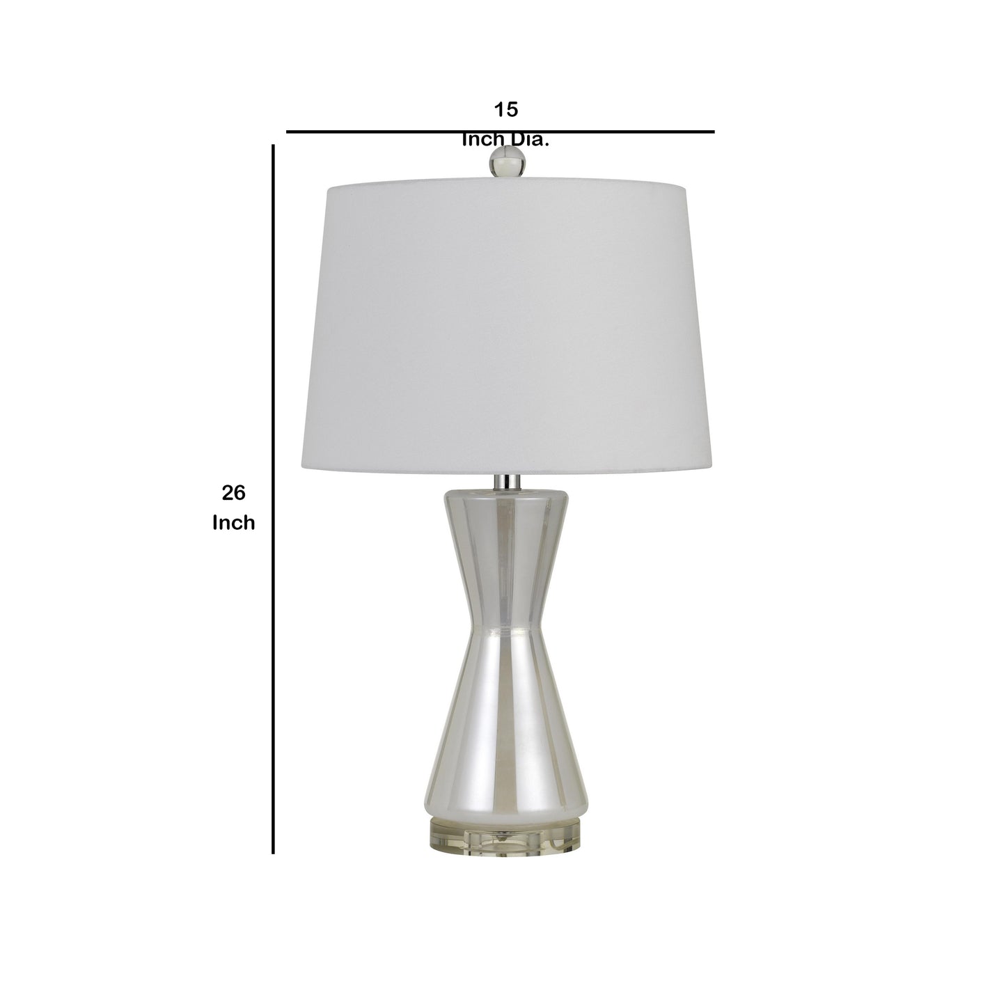 26" Glass Table Lamp with Hardback Shade Silver and White