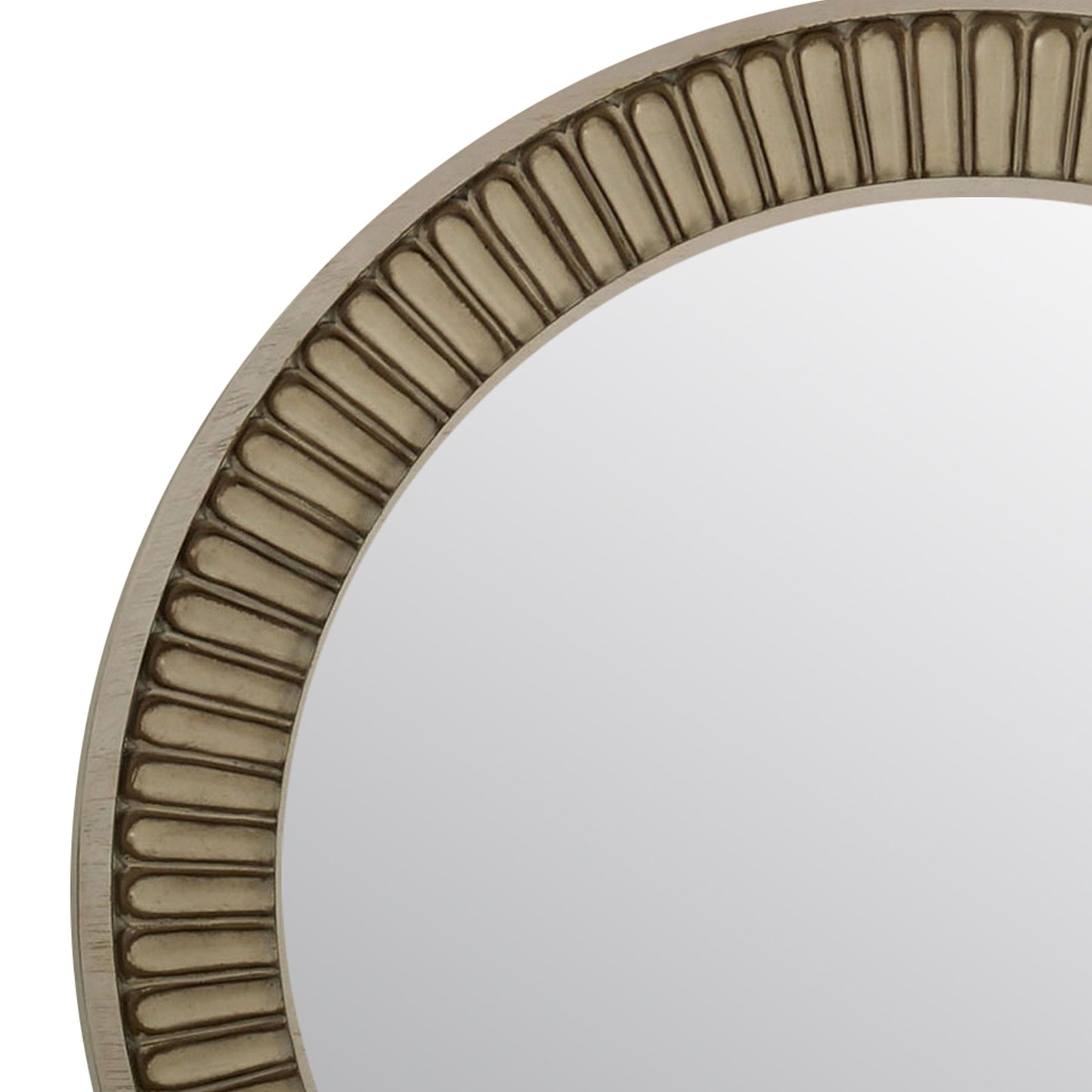 Traditional Style Round Mirror With Decorative Trim Edges White