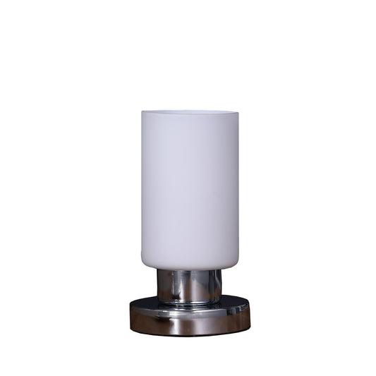 Cylindrical Glass Shade Table Lamp with Touch Switch White