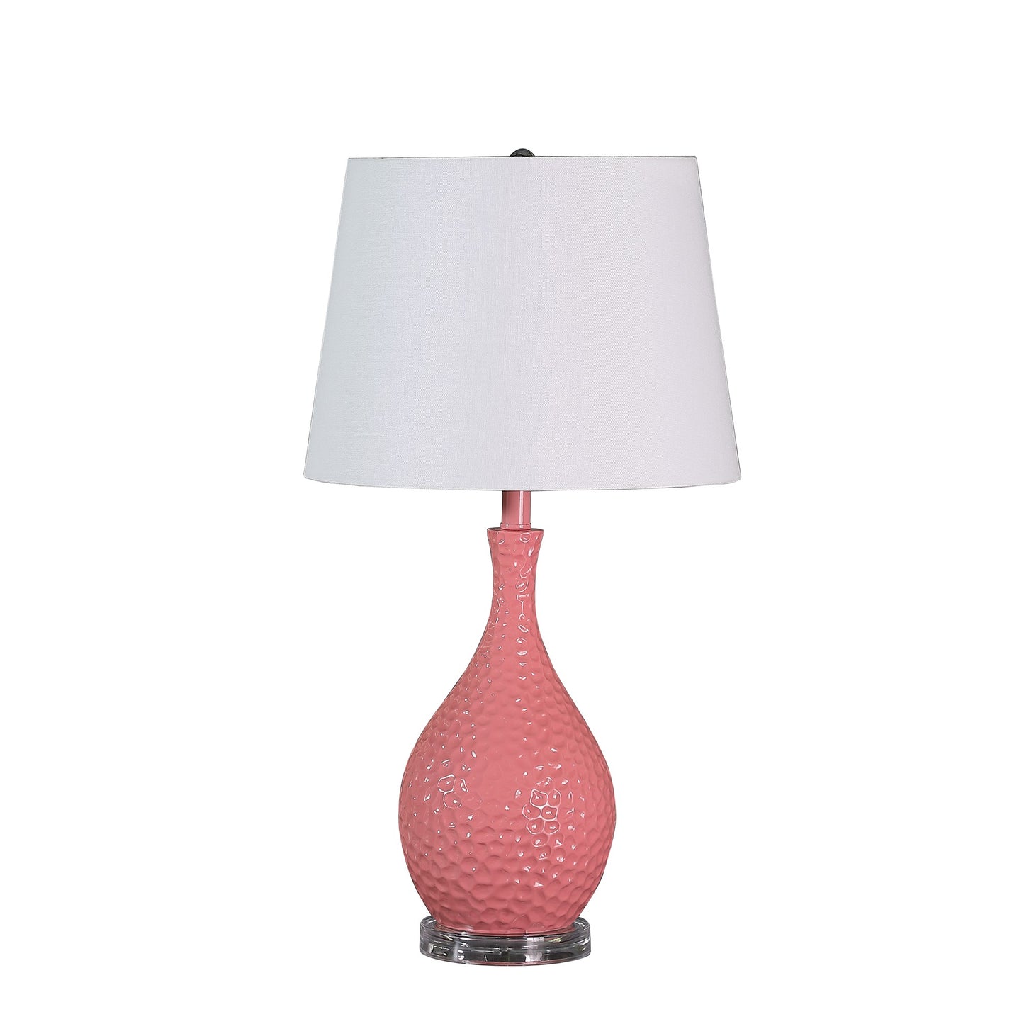 Pin Bowl Design Metal Table Lamp with Hammered Pattern Pink