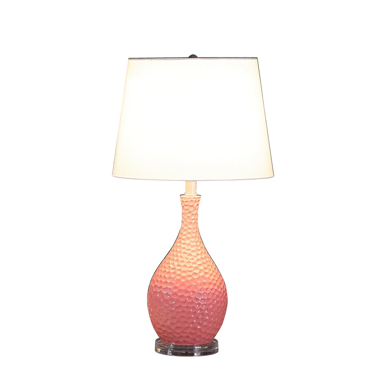 Pin Bowl Design Metal Table Lamp with Hammered Pattern Pink