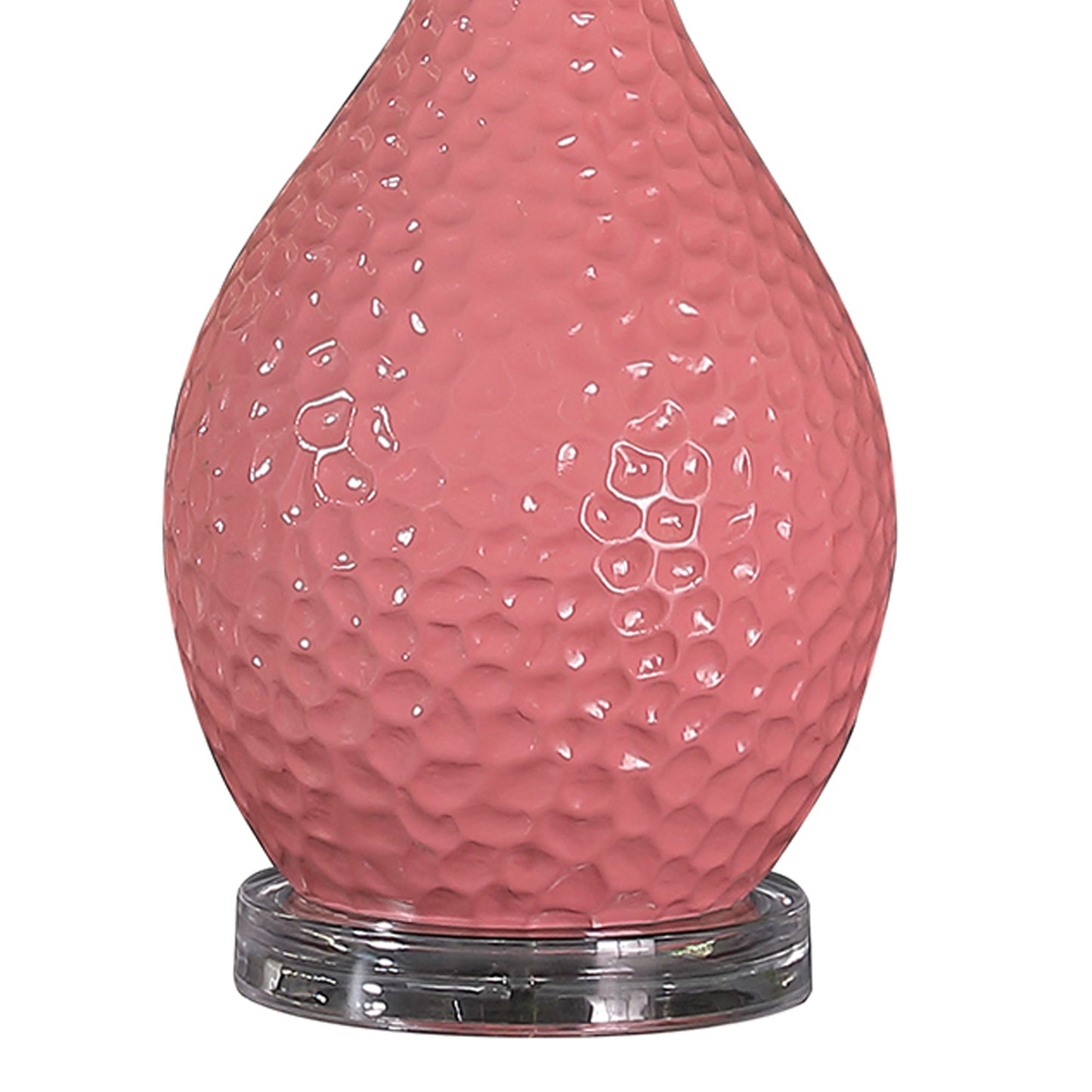 Pin Bowl Design Metal Table Lamp with Hammered Pattern Pink