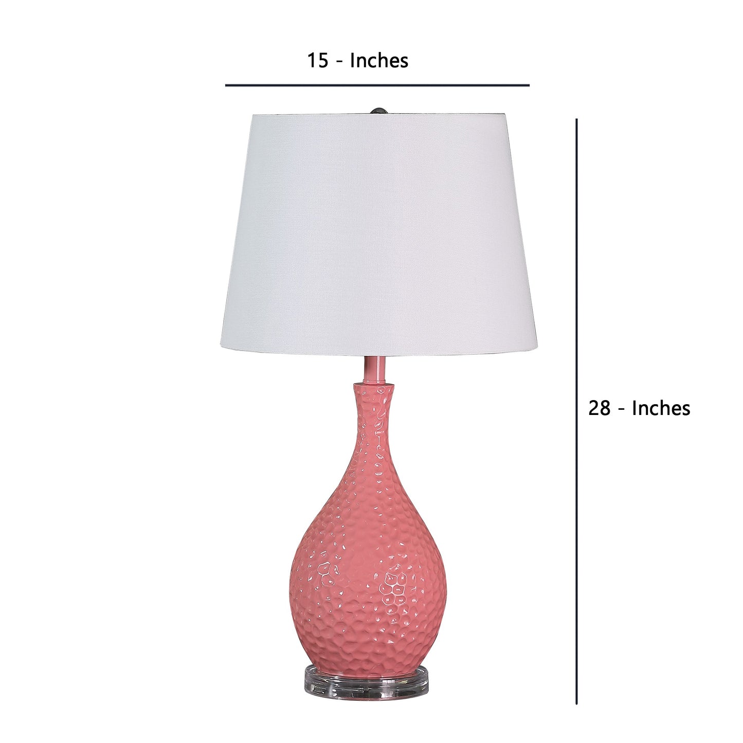 Pin Bowl Design Metal Table Lamp with Hammered Pattern Pink