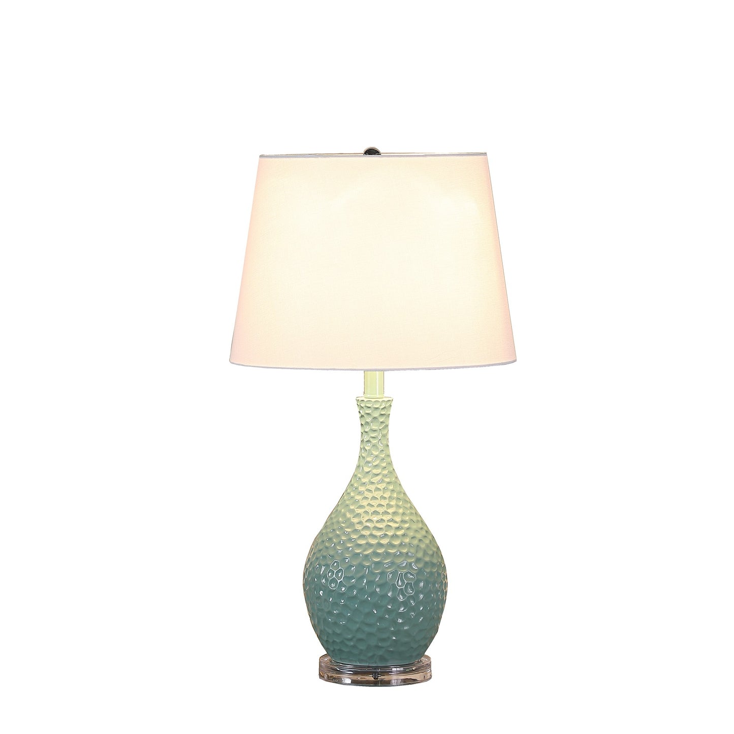 Pin Bowl Design Metal Table Lamp with Hammered Pattern Blue