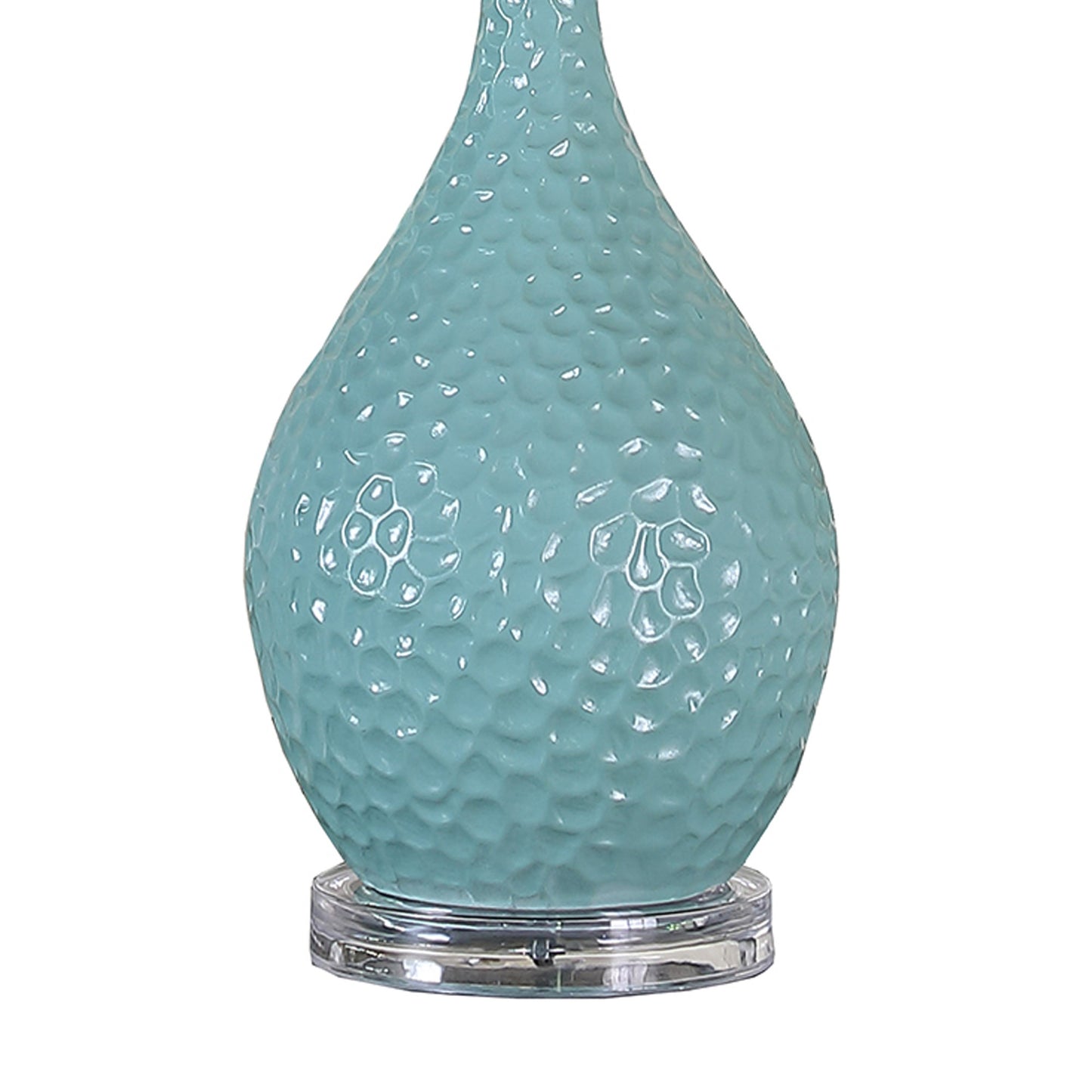 Pin Bowl Design Metal Table Lamp with Hammered Pattern Blue