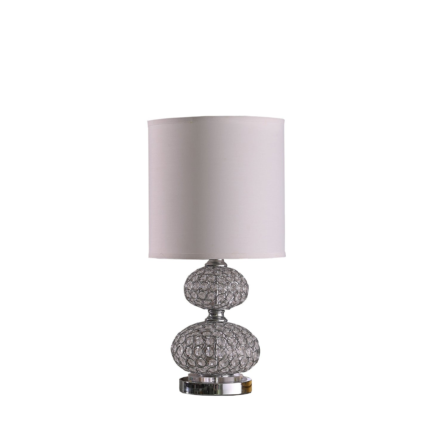 Stacked Ball Design Metal Table Lamp with Crystal Accents Silver