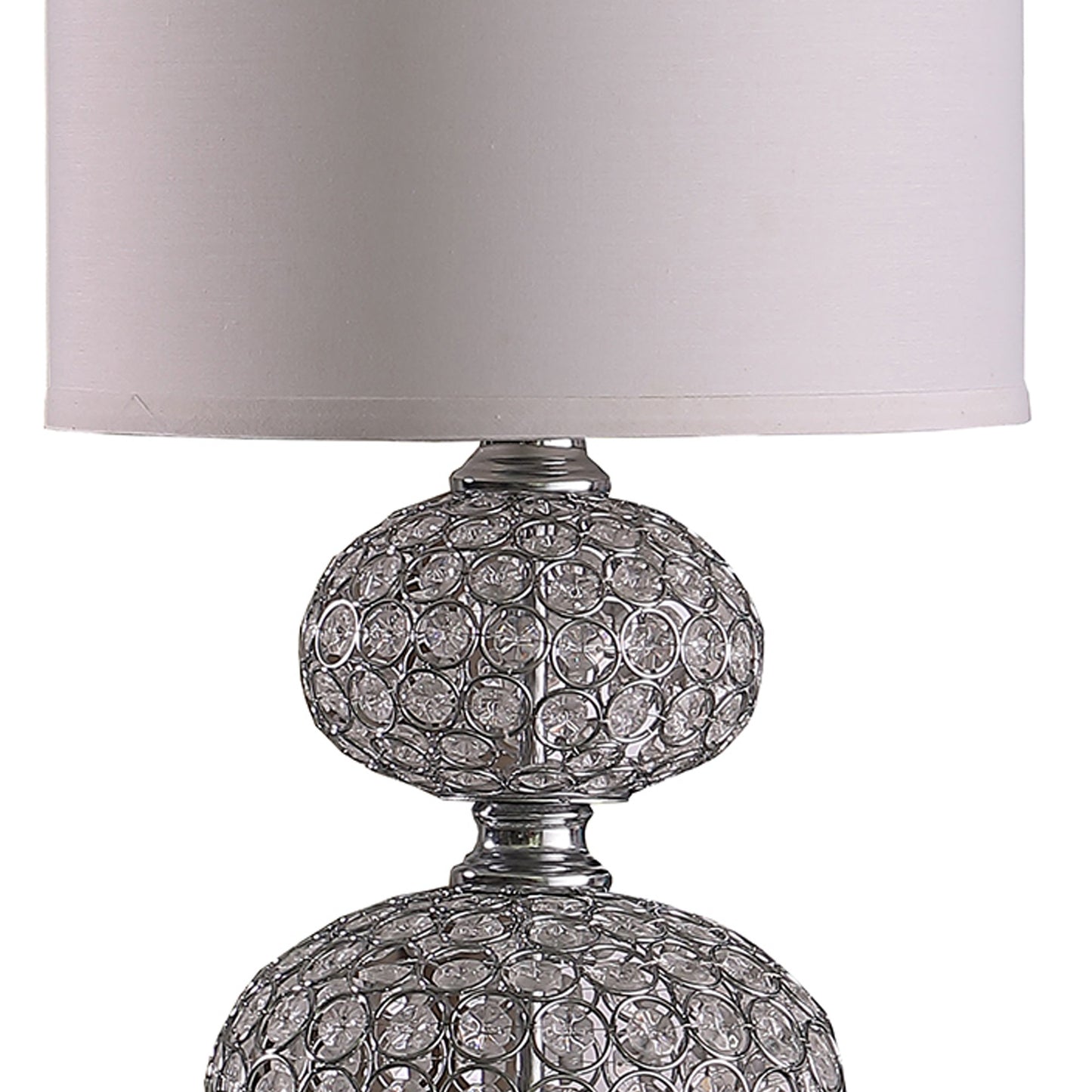 Stacked Ball Design Metal Table Lamp with Crystal Accents Silver