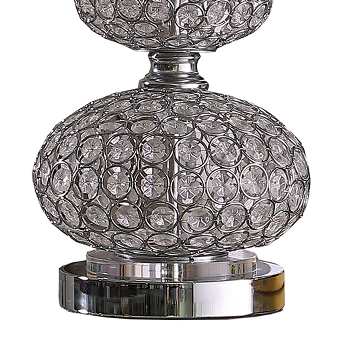 Stacked Ball Design Metal Table Lamp with Crystal Accents Silver