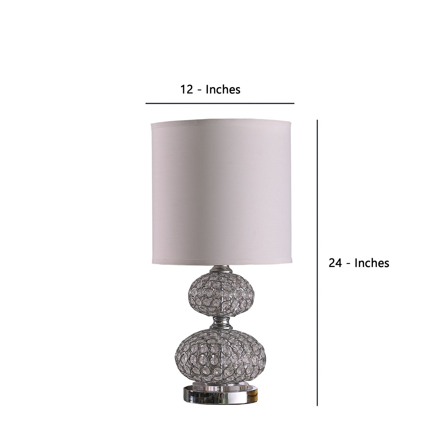 Stacked Ball Design Metal Table Lamp with Crystal Accents Silver