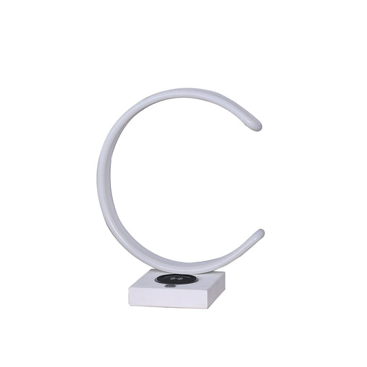 Metal C Shaped Table Lamp with USB Plugin White