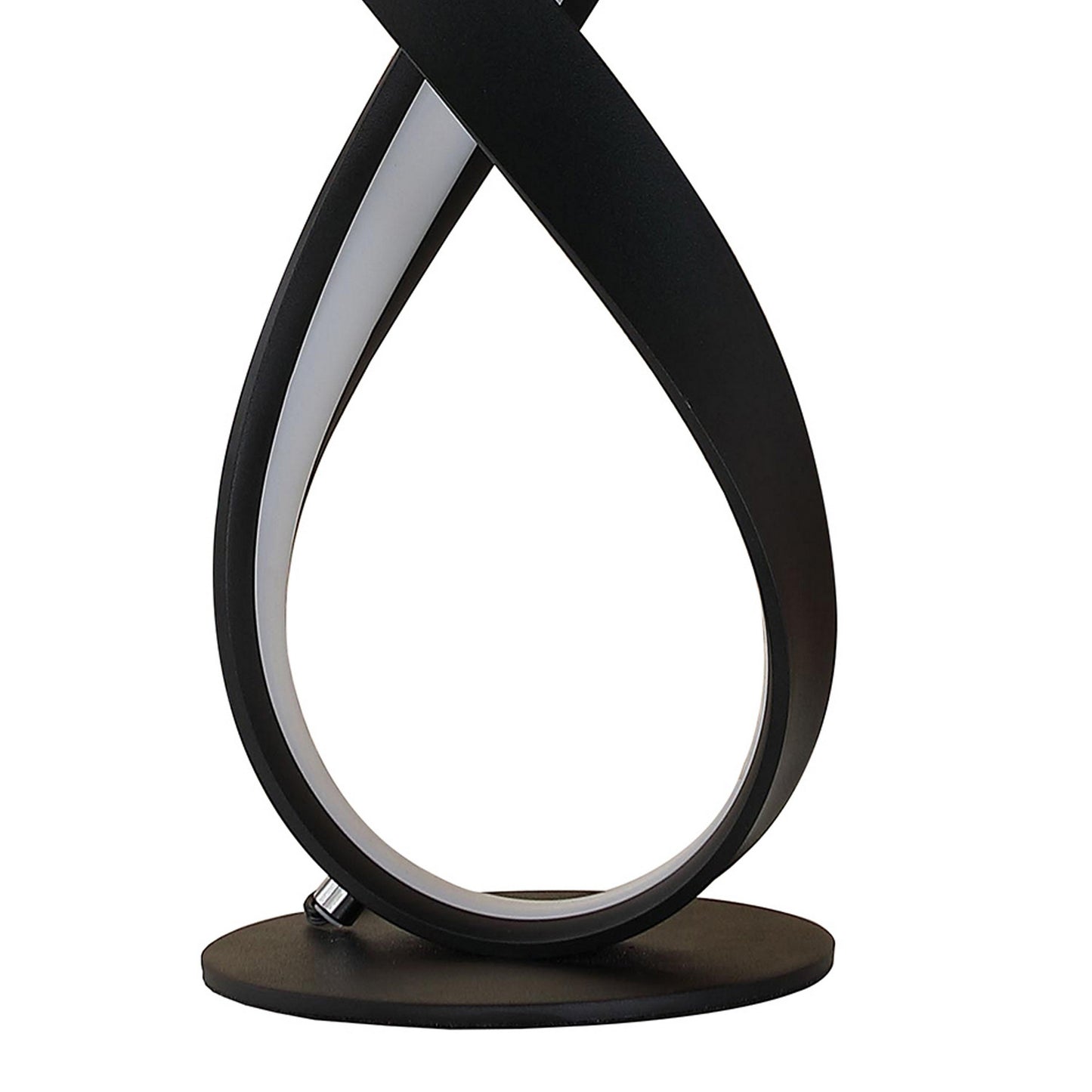 Metal Upright Knotted Design Table Lamp with Round Shaped Base Black and Gray