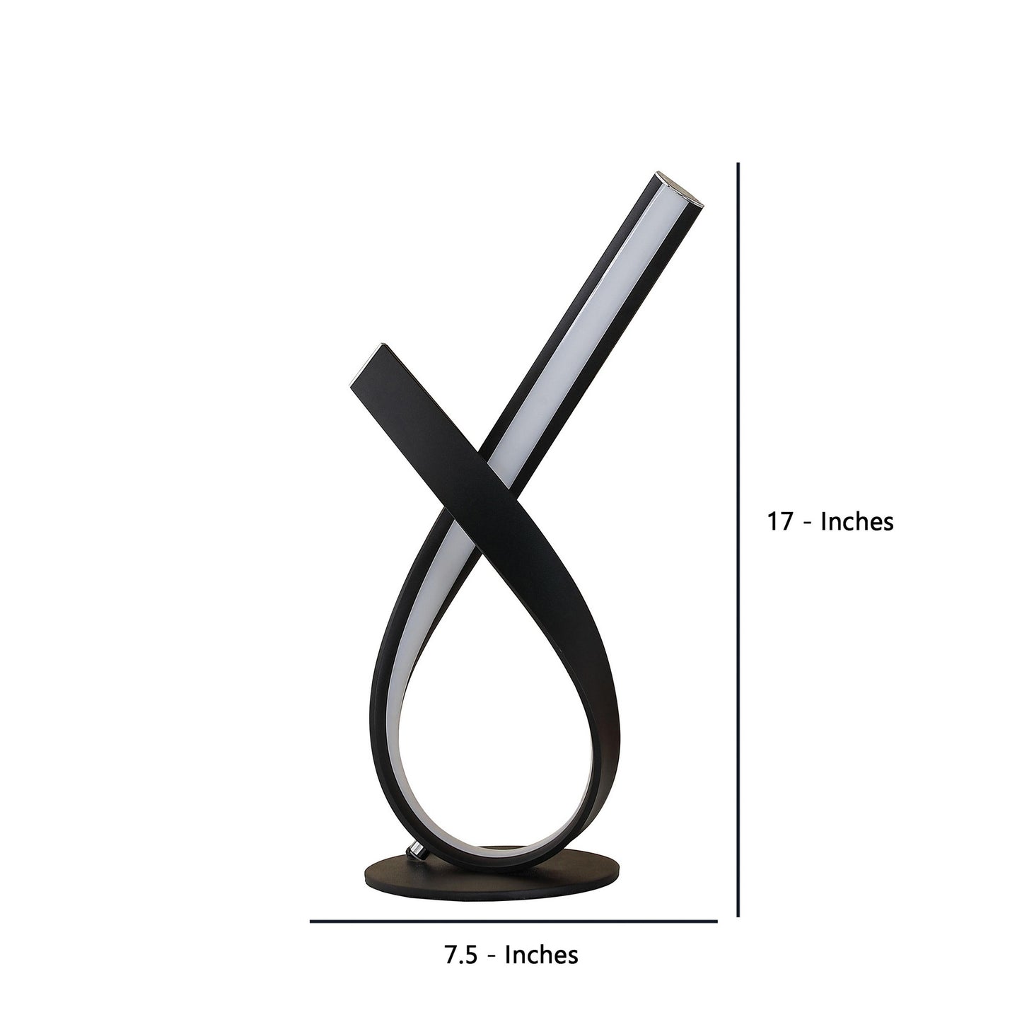 Metal Upright Knotted Design Table Lamp with Round Shaped Base Black and Gray