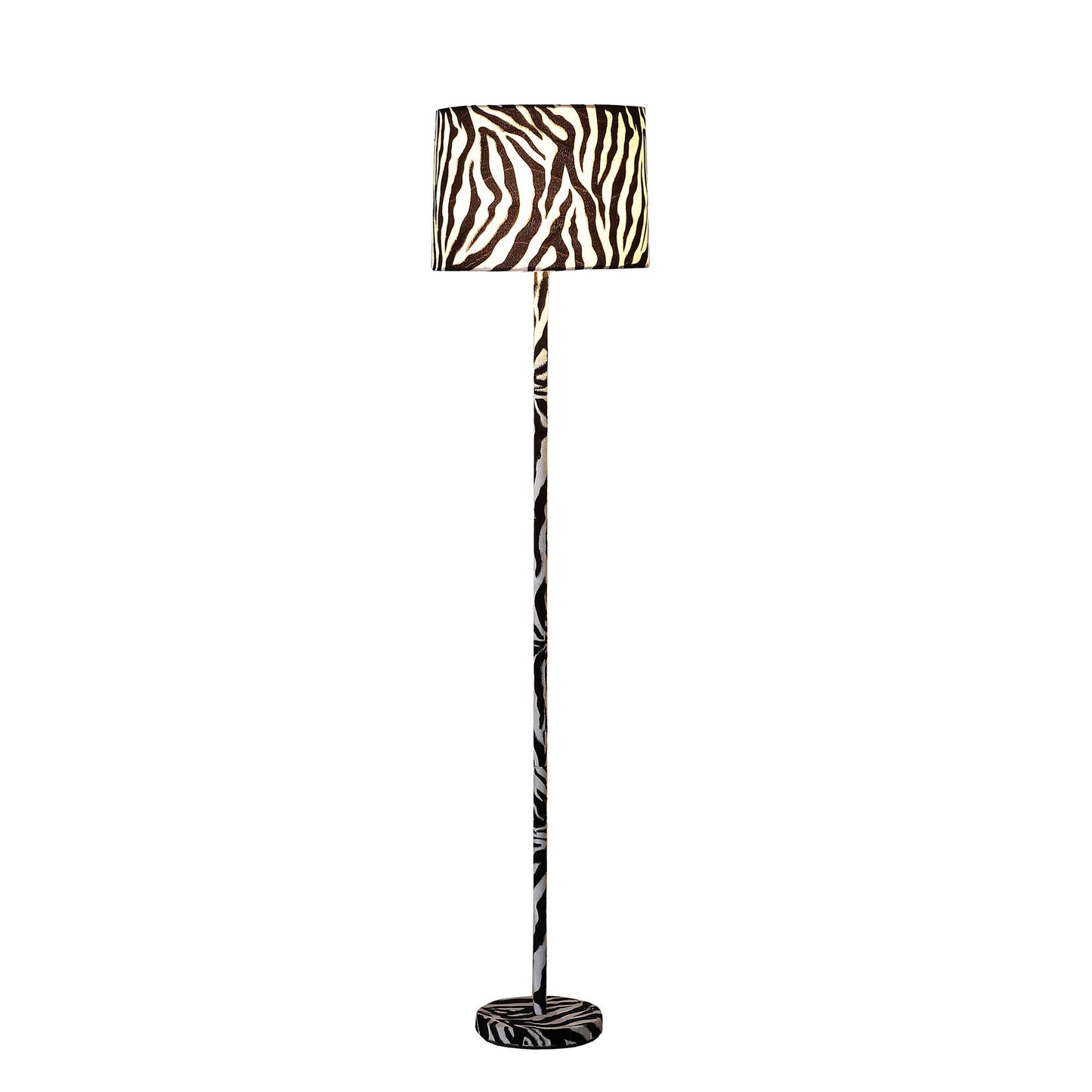 Fabric Wrapped Floor Lamp With Animal Print White And Black