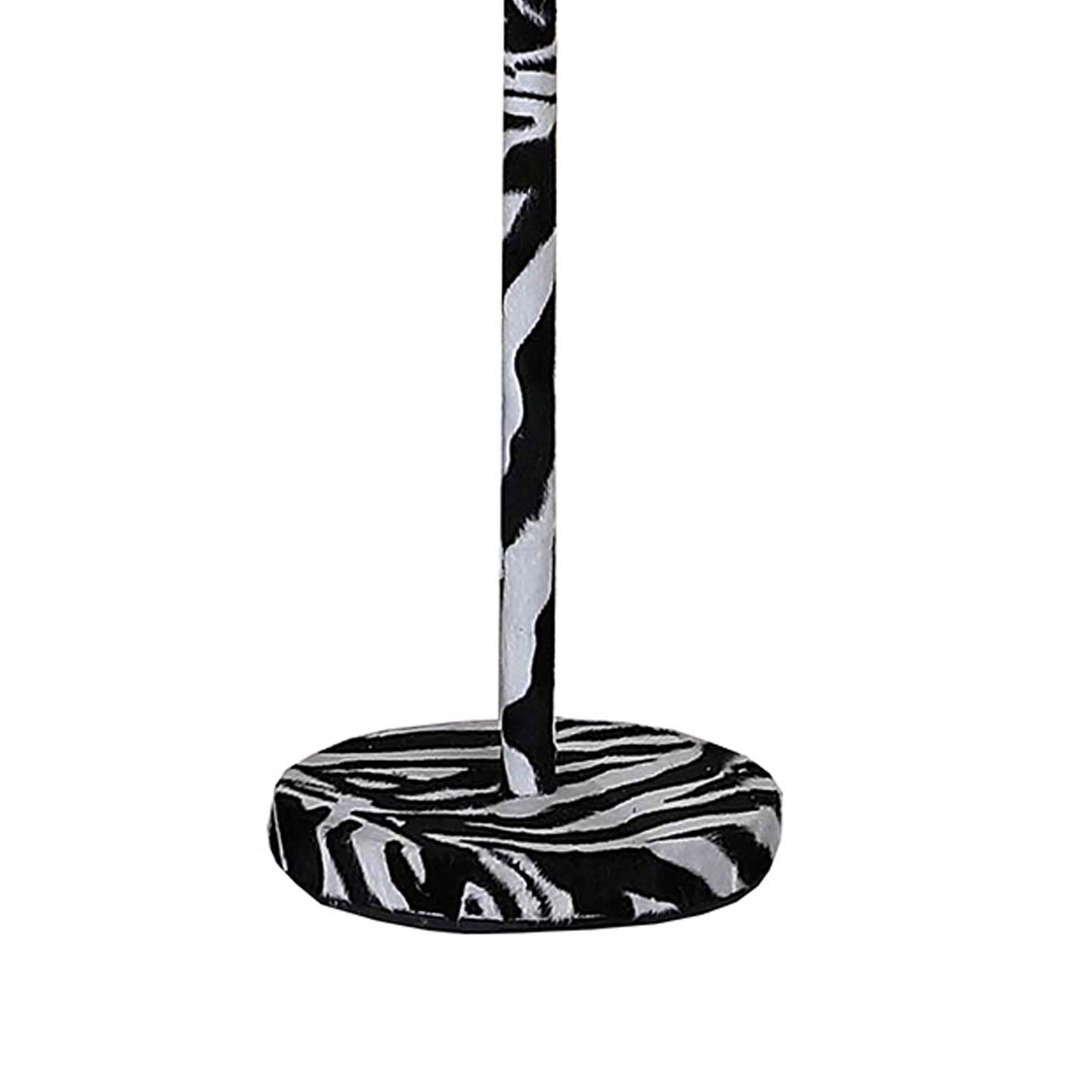 Fabric Wrapped Floor Lamp With Animal Print White And Black