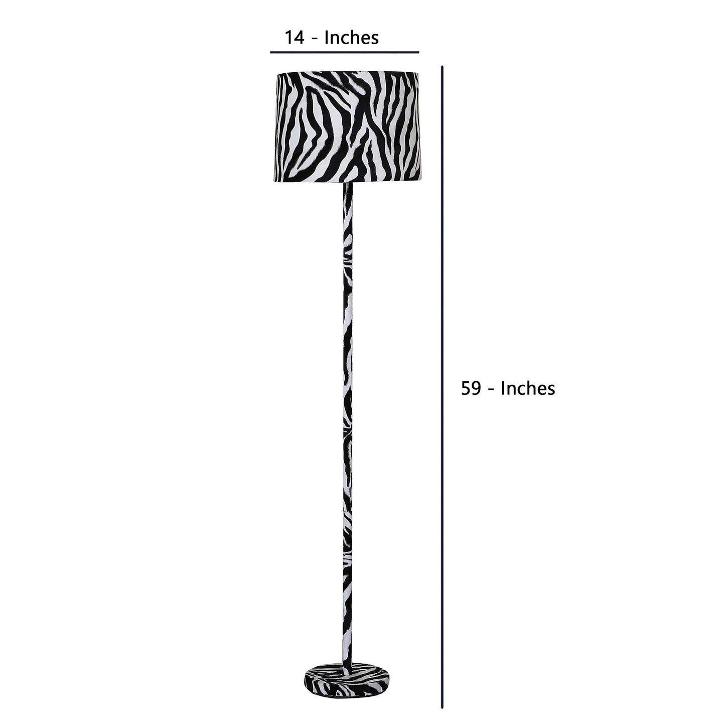 Fabric Wrapped Floor Lamp With Animal Print White And Black