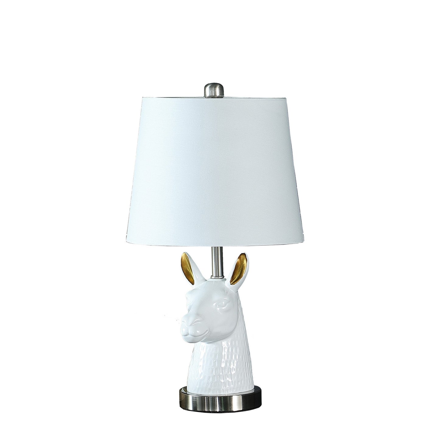 Metal Table Lamp with Llama Animal Head White