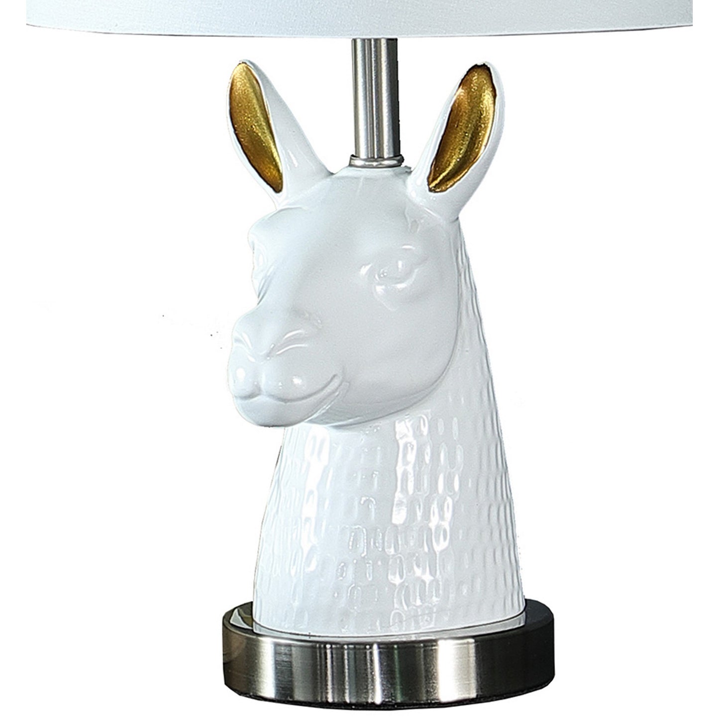 Metal Table Lamp with Llama Animal Head White