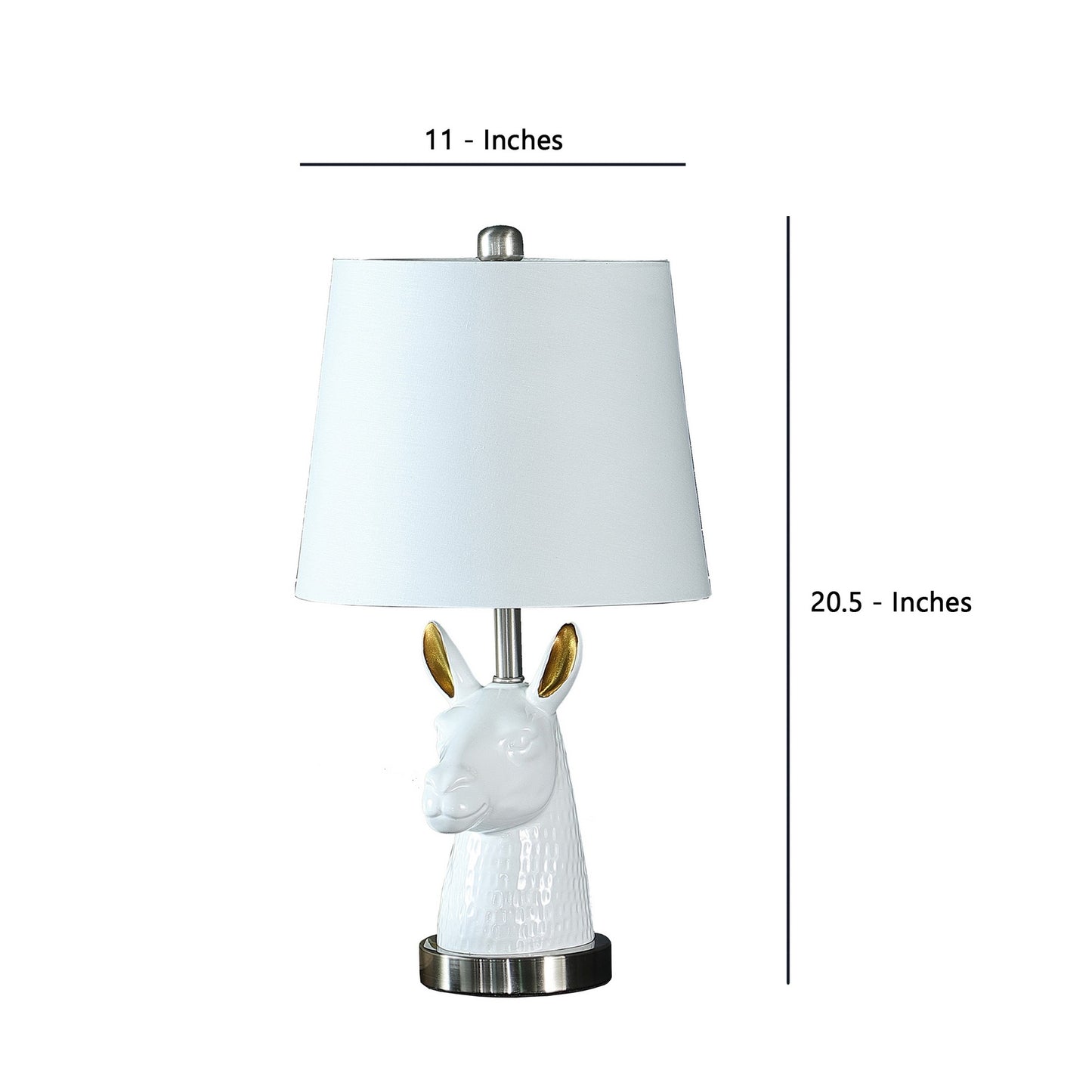 Metal Table Lamp with Llama Animal Head White