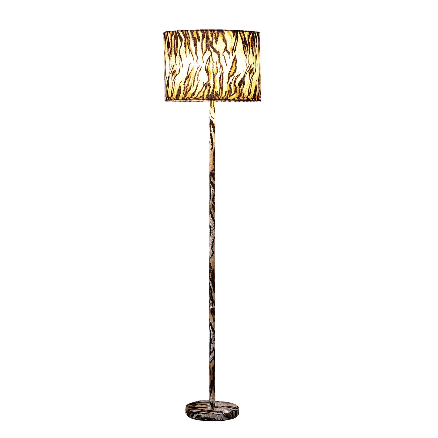 Fabric Wrapped Floor Lamp With Animal Print Yellow And Black