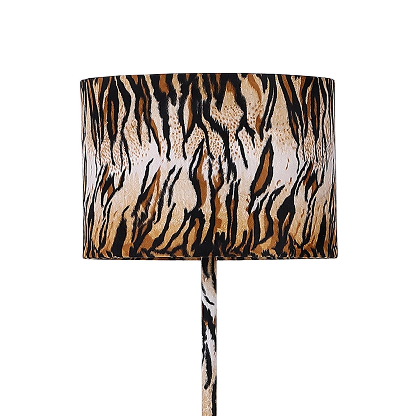 Fabric Wrapped Floor Lamp With Animal Print Yellow And Black