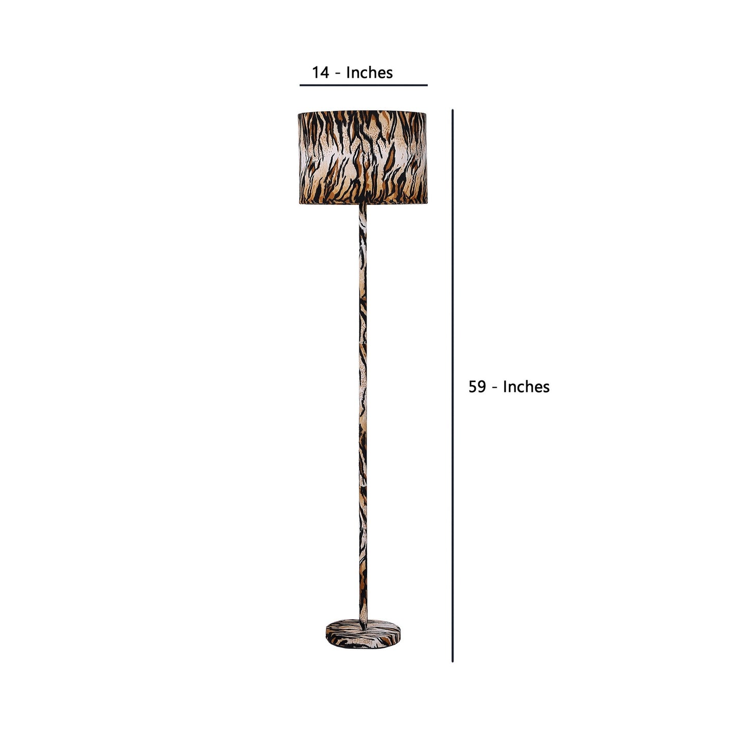 Fabric Wrapped Floor Lamp With Animal Print Yellow And Black