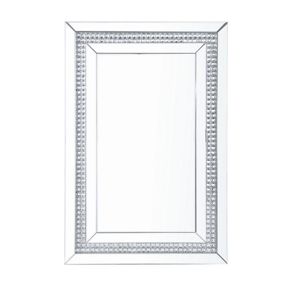 Rectangular Mirrored Wall Decor With Faux Crystals Silver