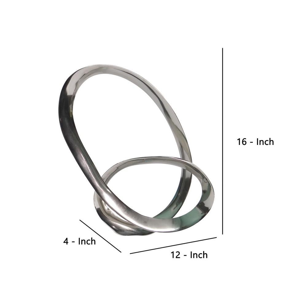 Intersected Loop Design Metal Accent Decor Silver