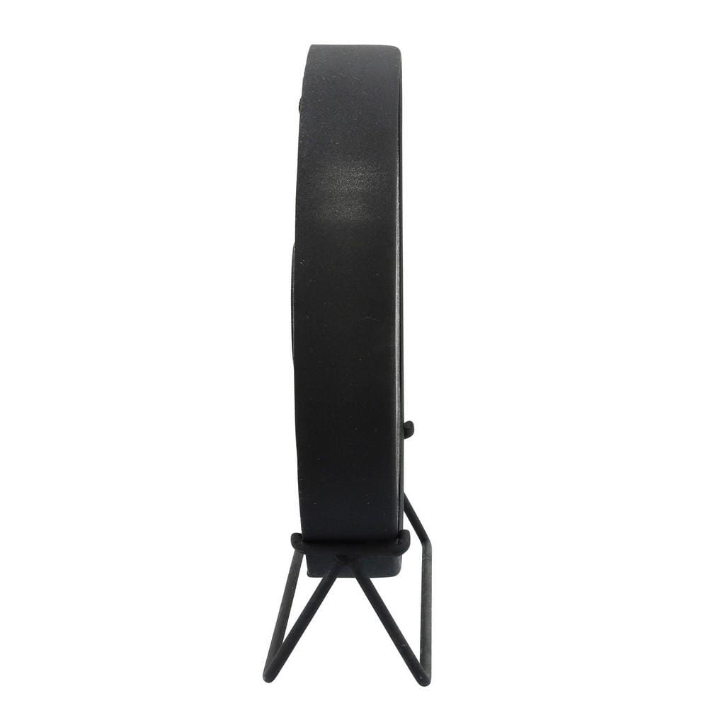 Metal Round Shaped Table Clock With Dual Curved Base Black