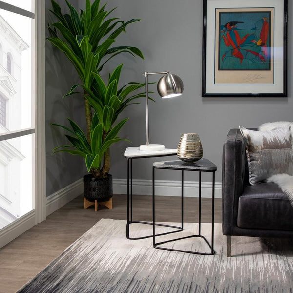 64 Oz Candle With Striped Glass Container Silver